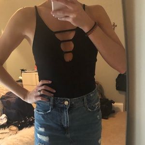 Topshop Black Ribbed Bodysuit